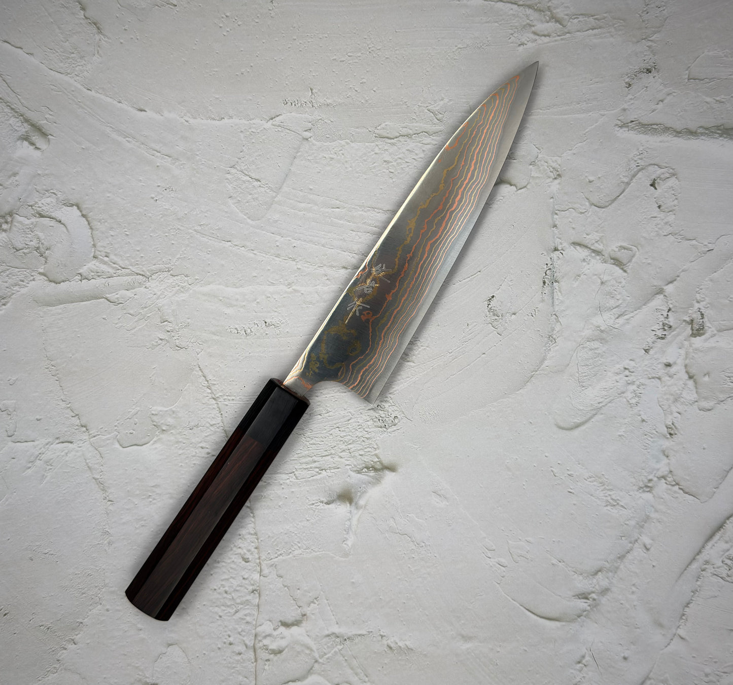 Takeshi Saji - Blue #2 Rainbow Damascus Gyuto 180mm